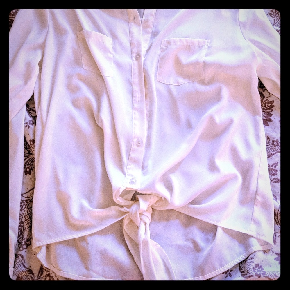 Tie front button up blouse